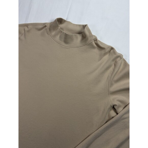 SCOTT BARBER Men's L Tan Beige Mock Neck Sweater 100% Pima Cotton Knit - Picture 1 of 10